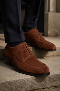 Brera - Zapatos Derby clásicos de ante marrón con cordones para hombre