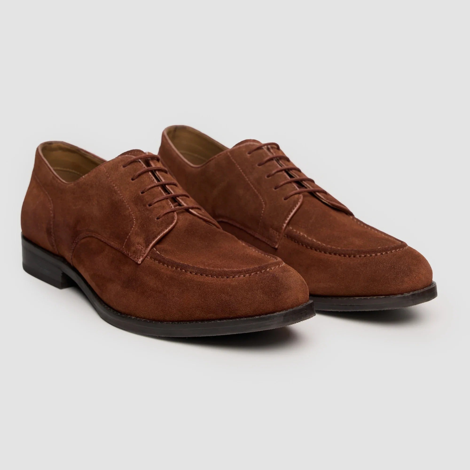 Brera - Zapatos Derby clásicos de ante marrón con cordones para hombre