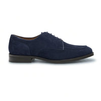 Brera - Zapatos Derby clásicos de ante azul marino con cordones para hombre