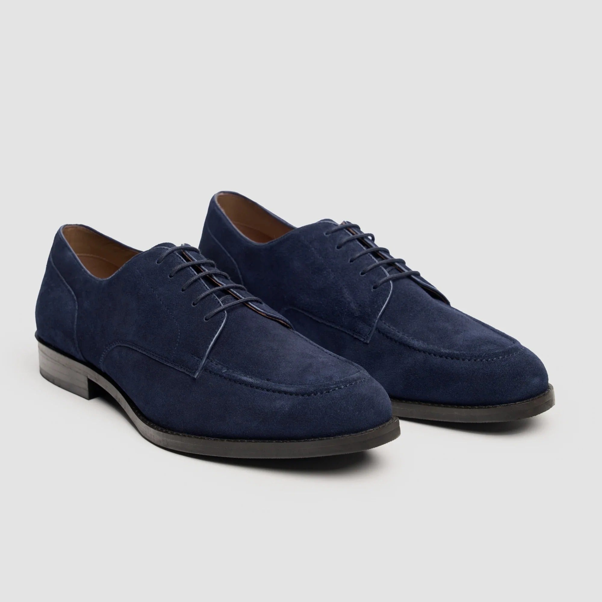 Brera - Zapatos Derby clásicos de ante azul marino con cordones para hombre