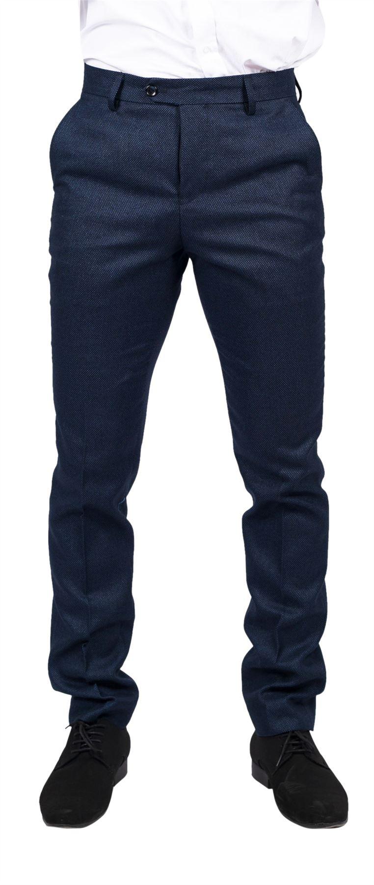 Arthur - Pantalones azul marino de ojo de perdiz para hombre