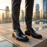 Cambridge - Zapatos Derby Brogue Wingtip para hombre, color negro.