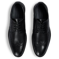 Cambridge - Zapatos Derby Brogue Wingtip para hombre, color negro.