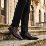 Cambridge - Zapatos Derby Brogue Wingtip para hombre, color marrón oscuro