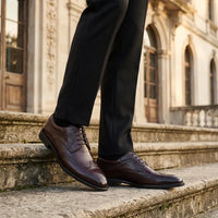 Cambridge - Zapatos Derby Brogue Wingtip para hombre, color marrón oscuro