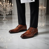 Cambridge - Zapatos Derby Brogue Wingtip para hombre en color marrón claro