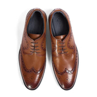 Cambridge - Zapatos Derby Brogue Wingtip para hombre en color marrón claro