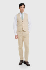 Camden - Traje de tres piezas a cuadros color beige para hombre