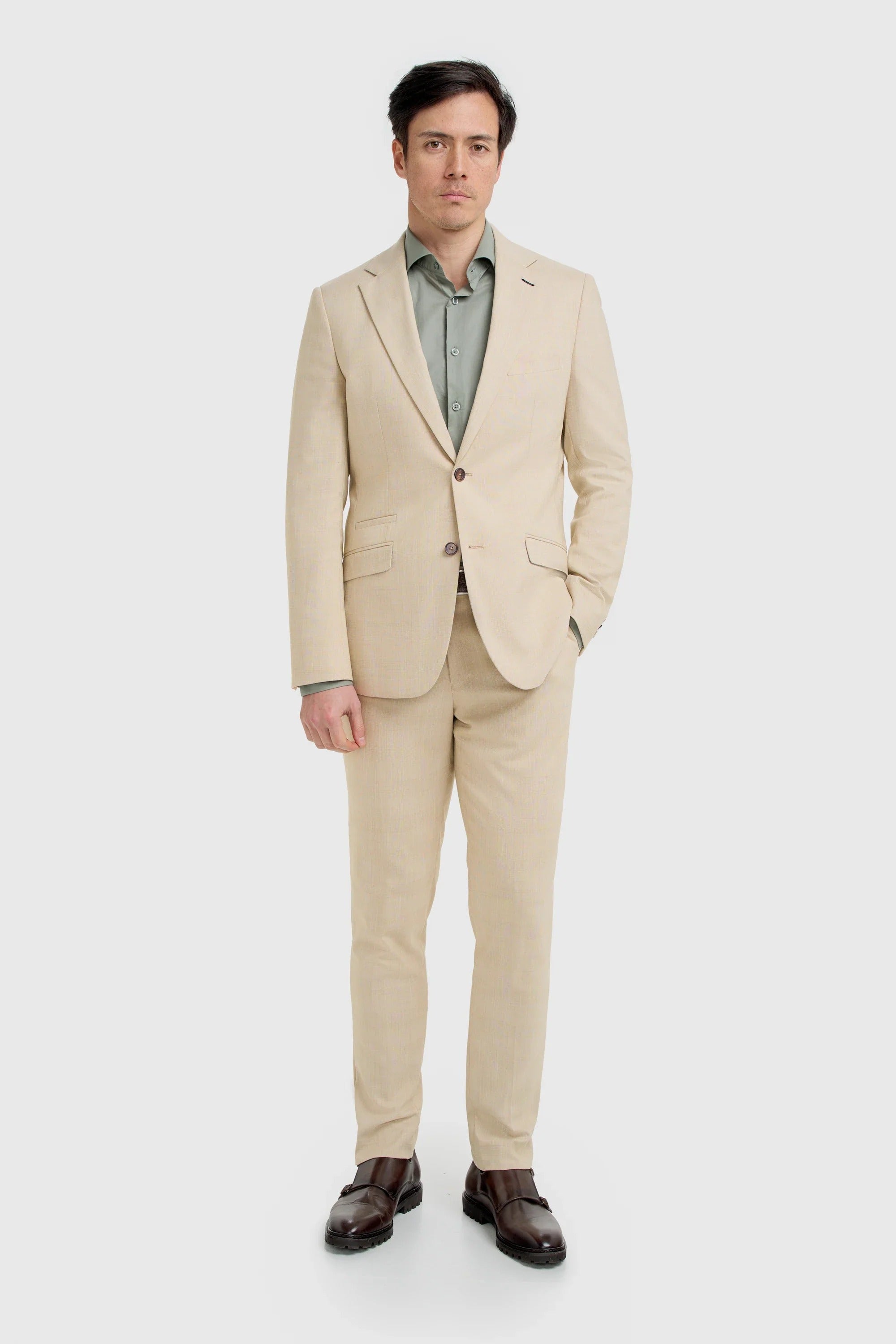 Camden - Blazer de cuadros beige para hombre