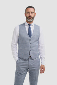 Camden - Chaleco azul a cuadros para hombre