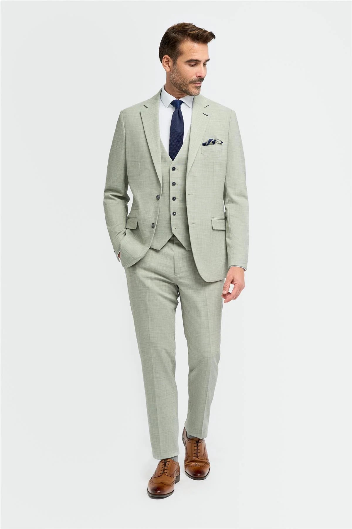Camden - Blazer de corte entallado para hombre en color verde salvia