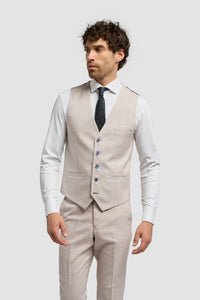 Caridi - Chaleco de boda de tweed beige para hombre