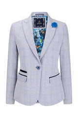 Blazer de tweed azul claro para mujer