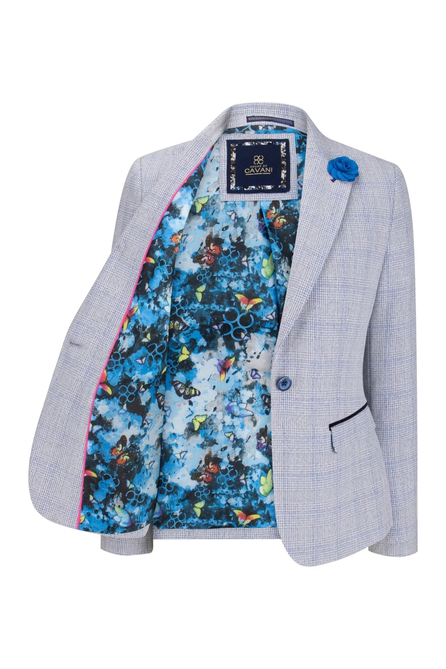 Blazer de tweed azul claro para mujer