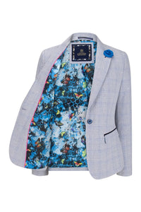 Blazer de tweed azul claro para mujer