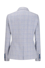 Blazer de tweed azul claro para mujer