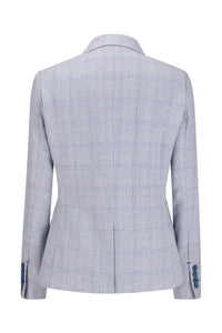 Blazer de tweed azul claro para mujer