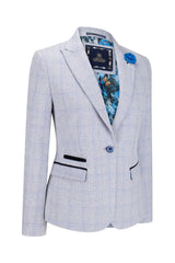 Blazer de tweed azul claro para mujer