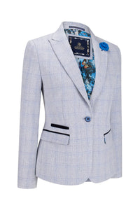 Blazer de tweed azul claro para mujer
