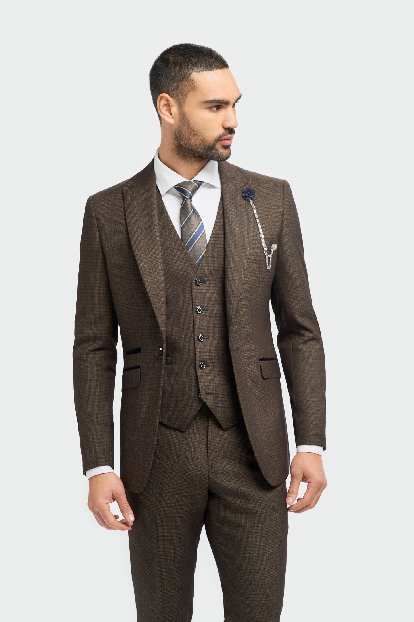 Caridi - Blazer de tweed marrón para hombre