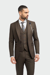 Caridi - Blazer de tweed marrón para hombre