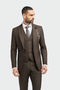 Caridi - Blazer de tweed marrón para hombre