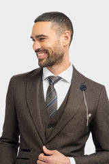Caridi - Blazer de tweed marrón para hombre