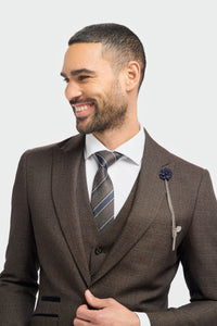Caridi - Blazer de tweed marrón para hombre