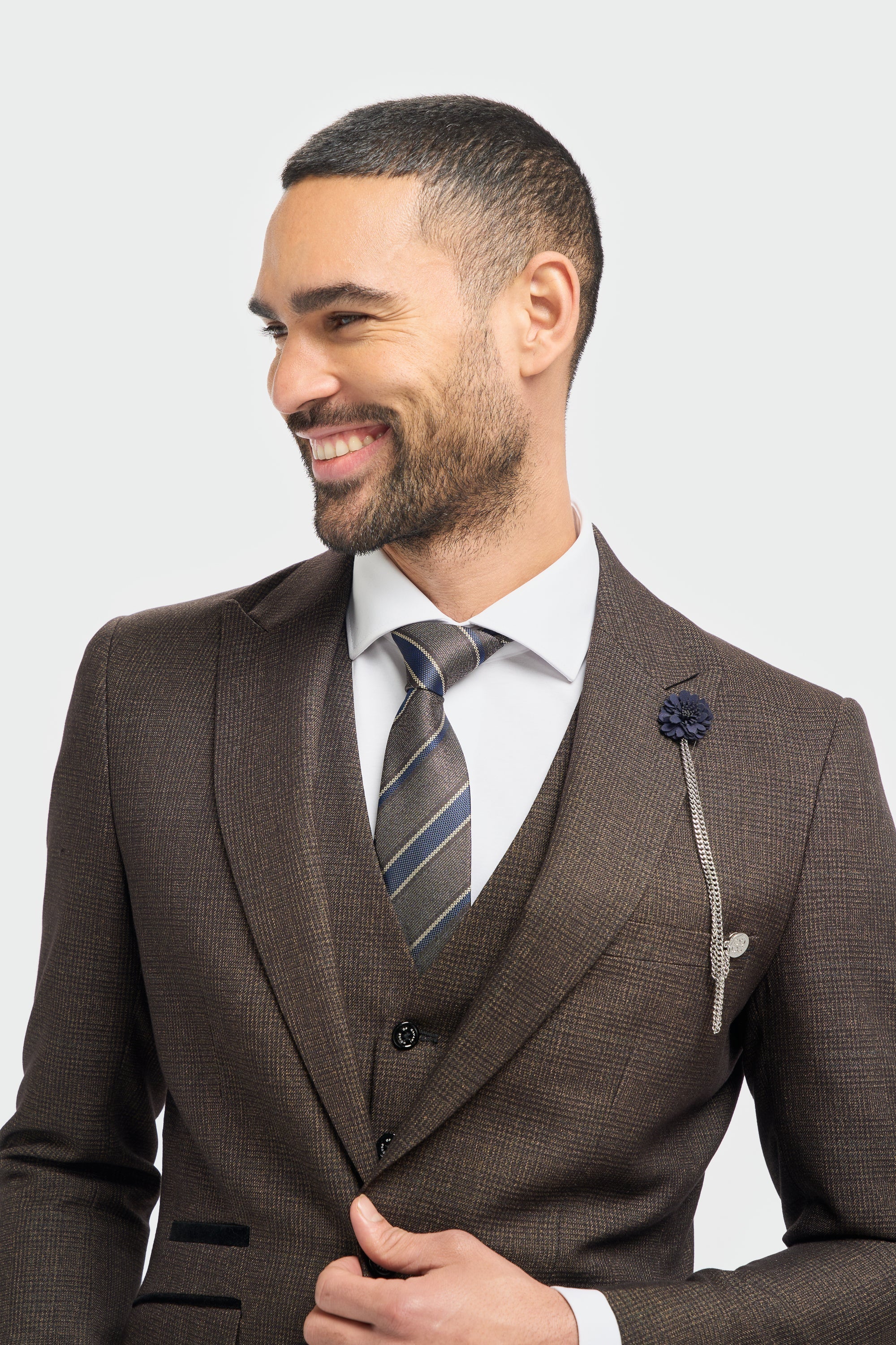 Caridi - Blazer de tweed marrón para hombre