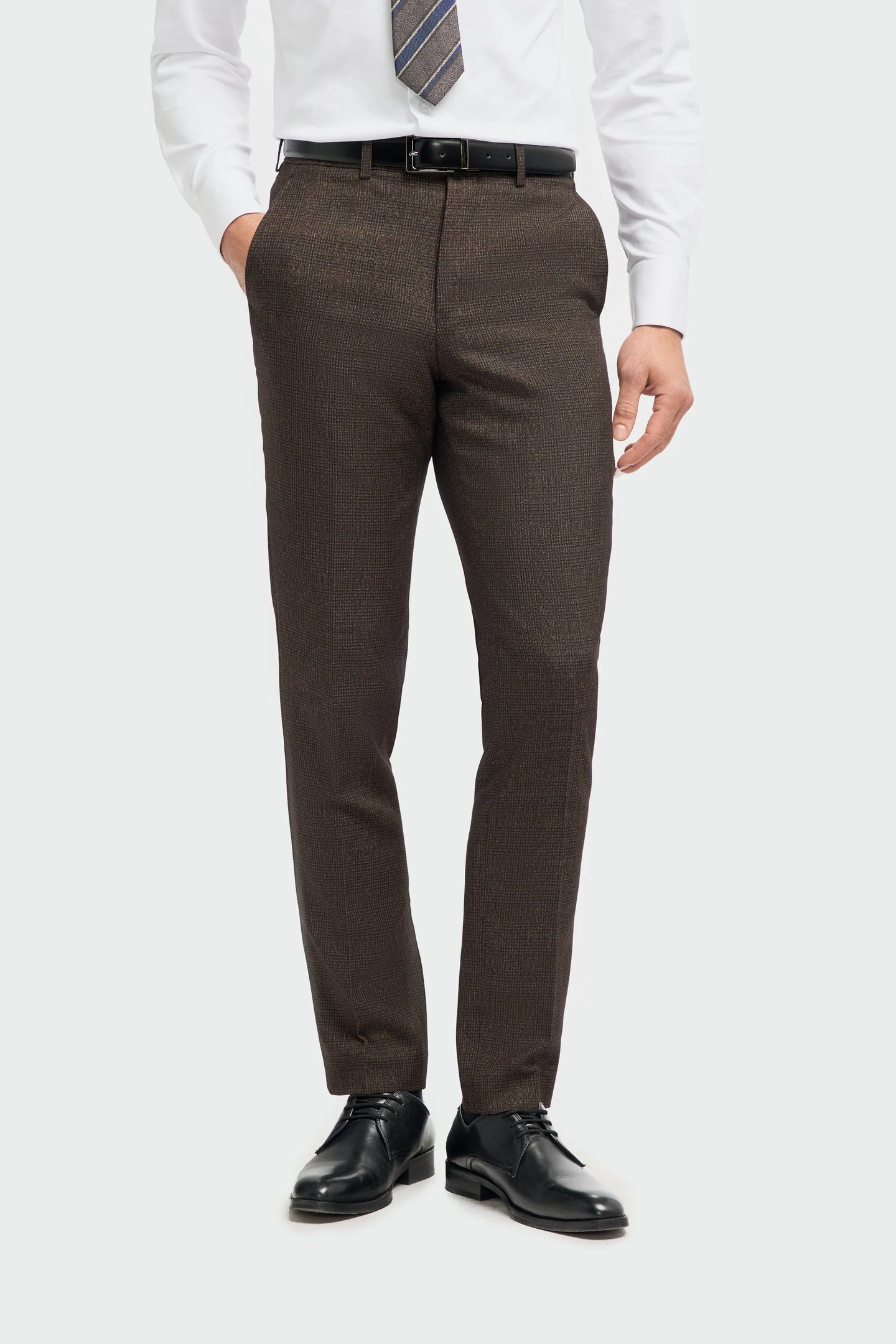 Caridi - Pantalones de tweed marrón para hombre