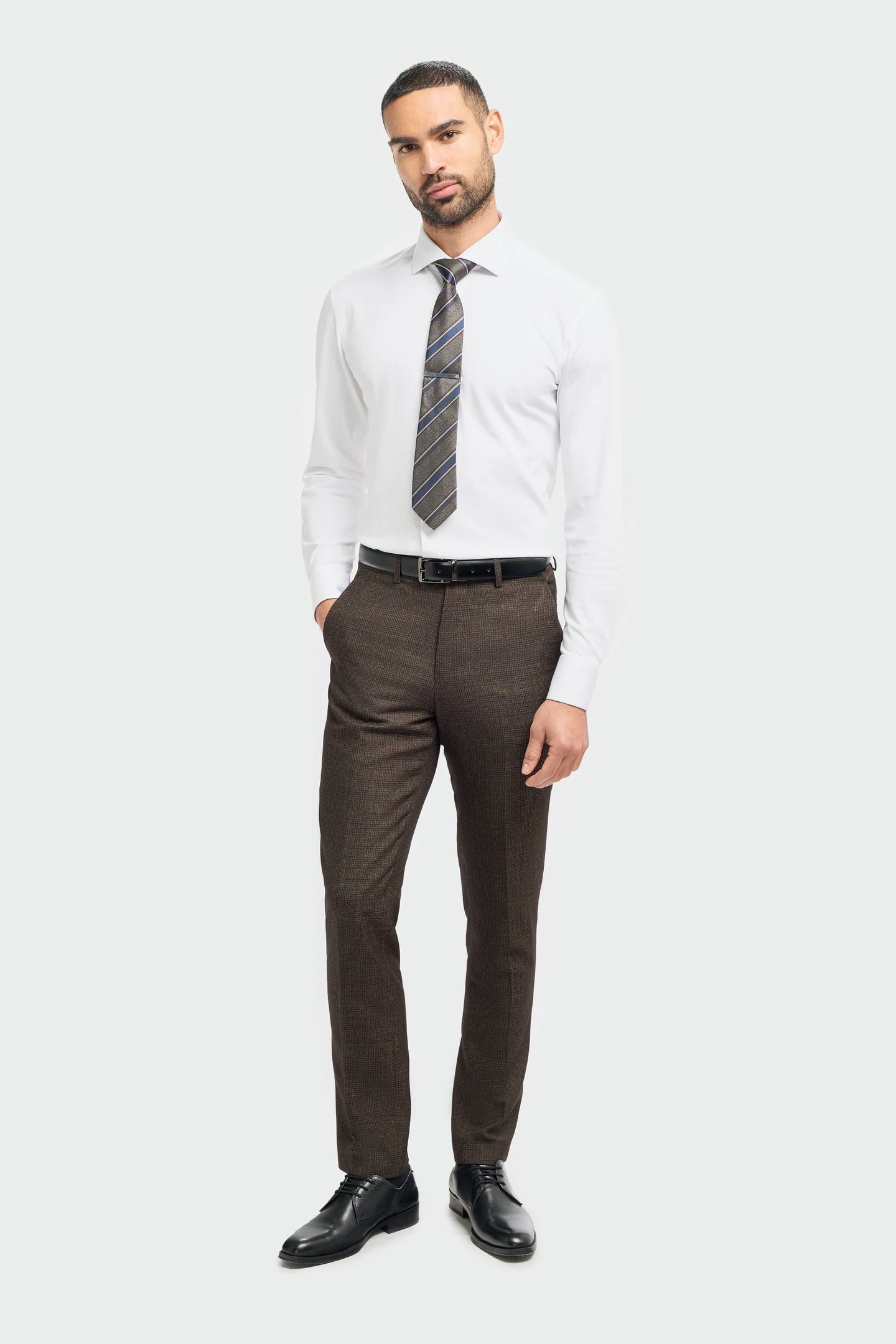 Caridi - Pantalones de tweed marrón para hombre
