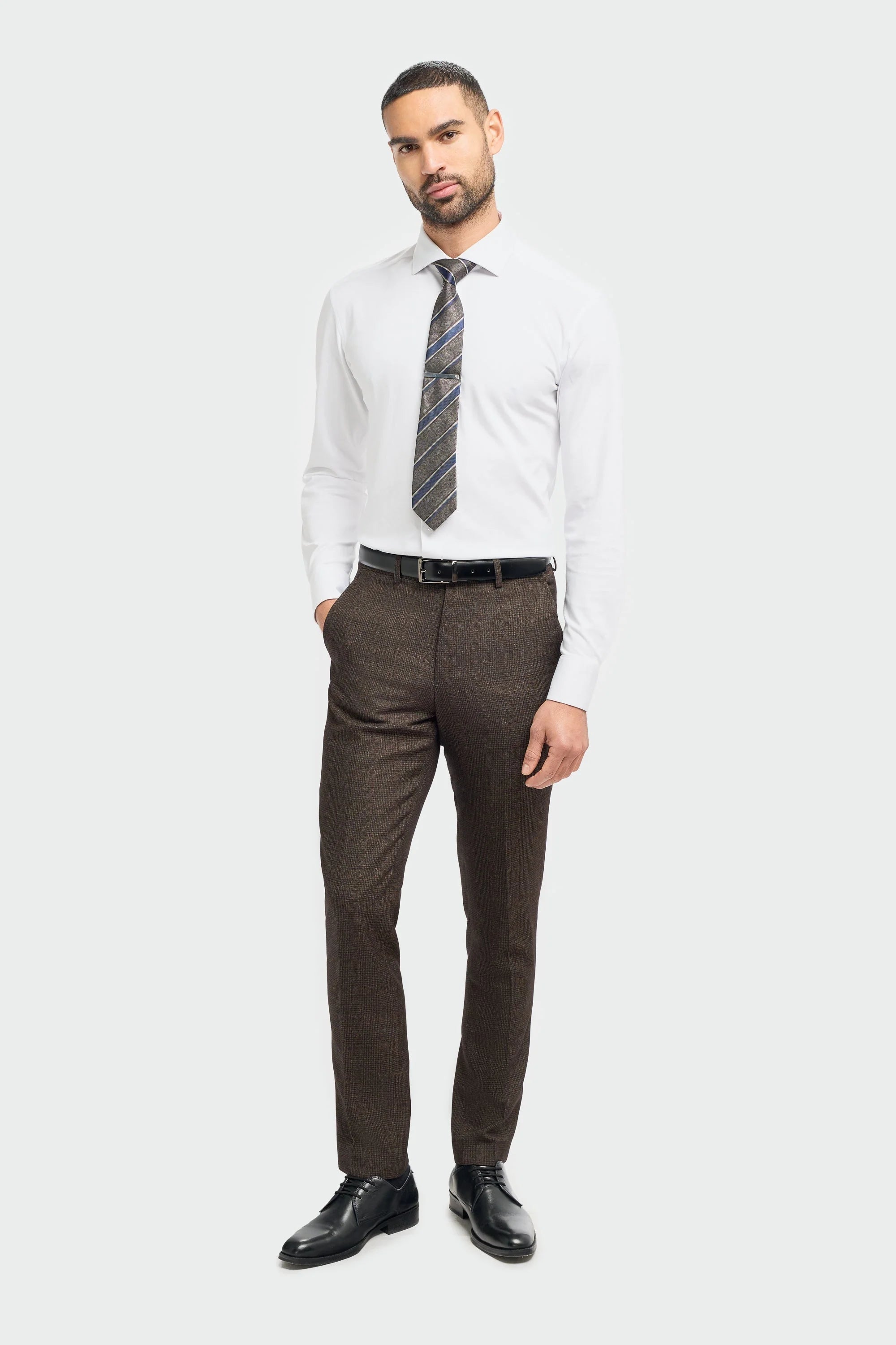 Caridi - Pantalones de tweed marrón para hombre