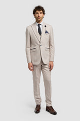 Caridi - Blazer de boda de tweed beige para hombre