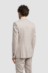 Caridi - Blazer de boda de tweed beige para hombre