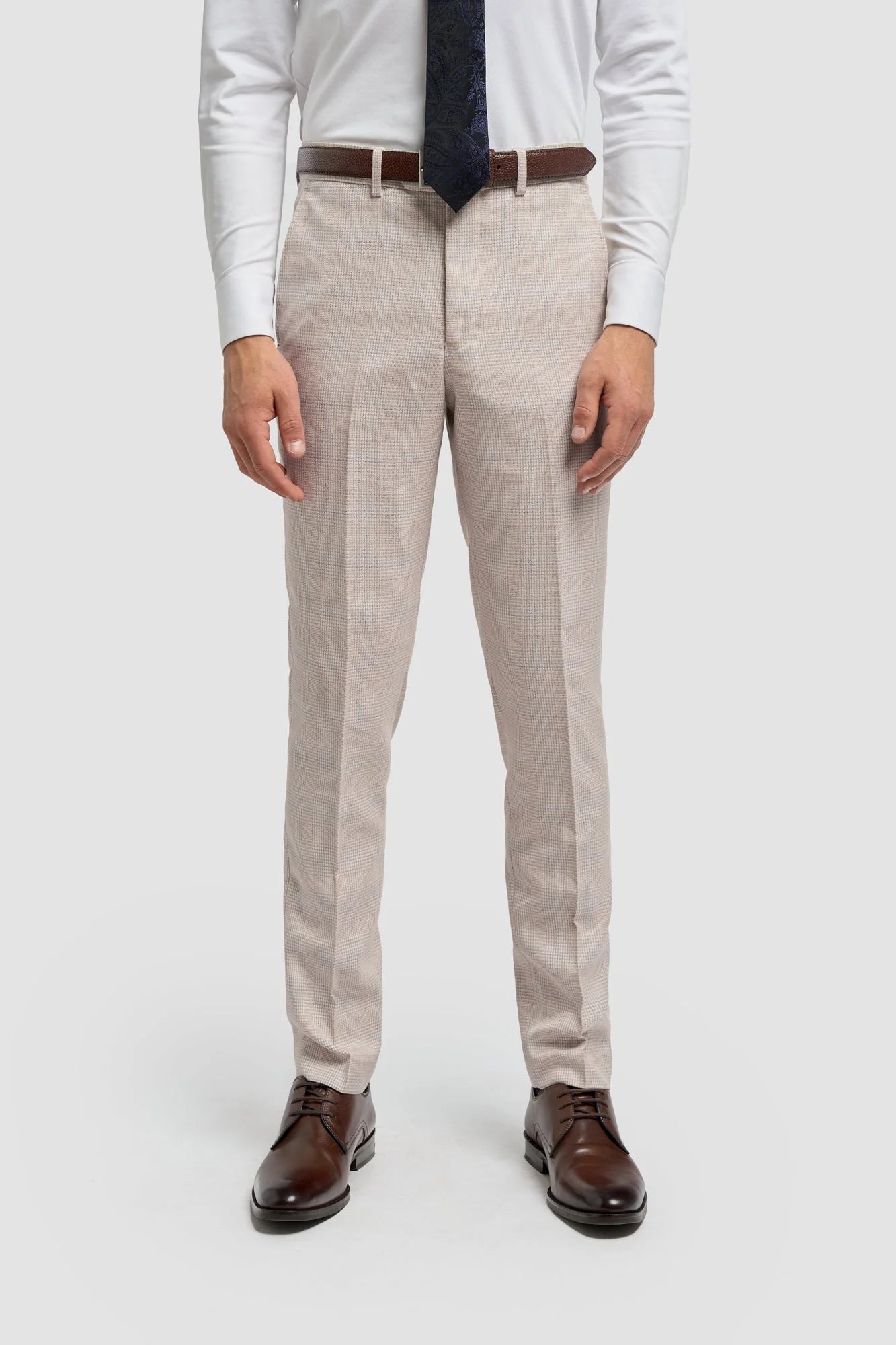 Caridi - Pantalones de boda de tweed beige para hombre