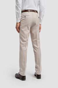 Caridi - Pantalones de boda de tweed beige para hombre