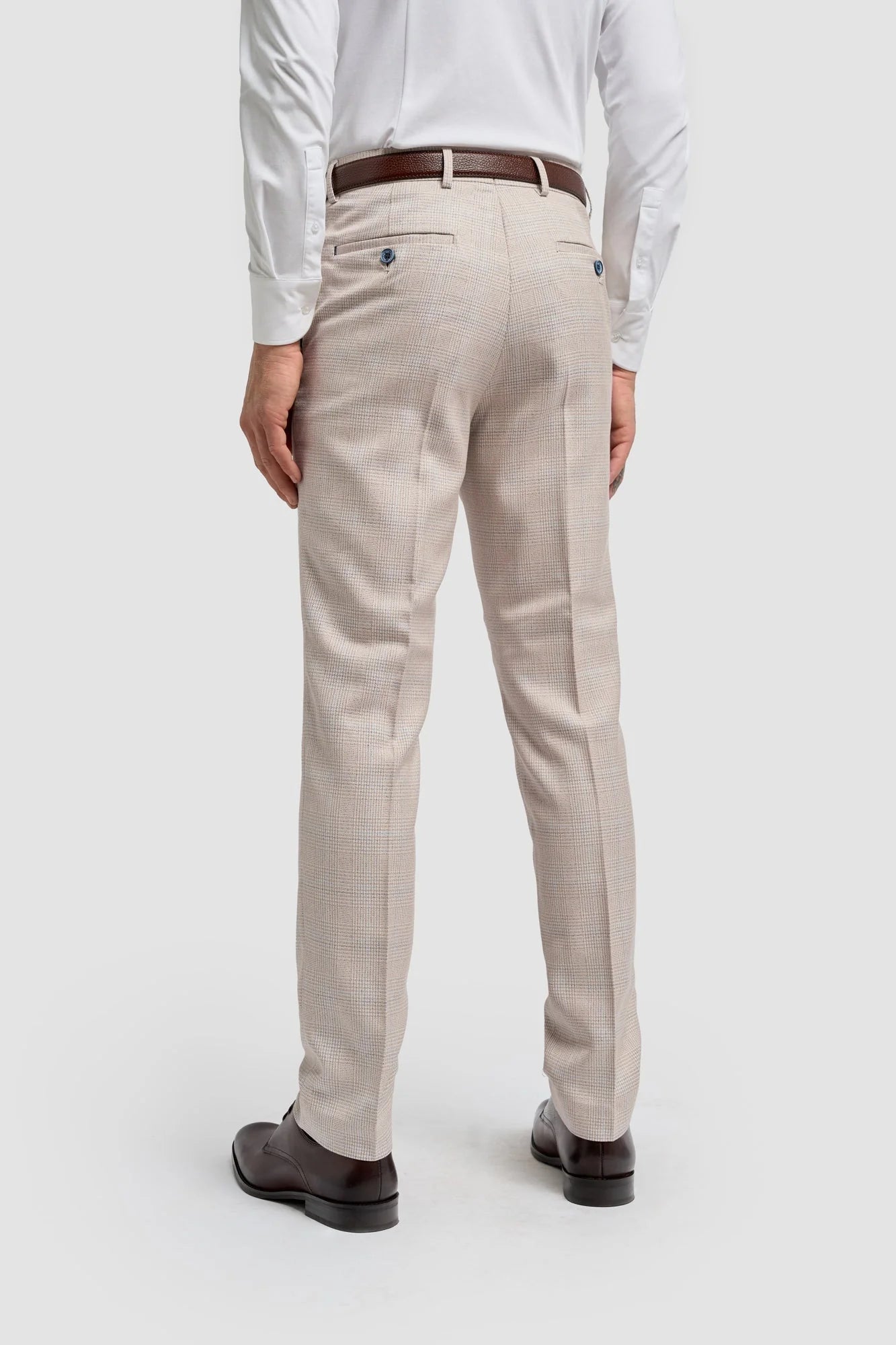 Caridi - Pantalones de boda de tweed beige para hombre