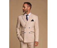Caridi - Blazer cruzado beige para hombre