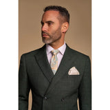 Caridi - Blazer cruzado verde oliva para hombre