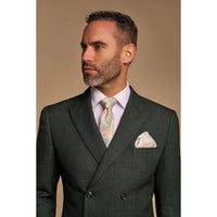 Caridi - Blazer cruzado verde oliva para hombre