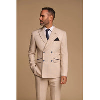 Caridi - Traje de hombre de dos piezas, color beige y doble botonadura.