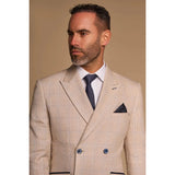 Caridi - Traje de hombre de dos piezas, color beige y doble botonadura.