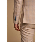 Caridi - Traje de hombre de dos piezas, color beige y doble botonadura.