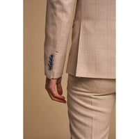 Caridi - Traje de hombre de dos piezas, color beige y doble botonadura.