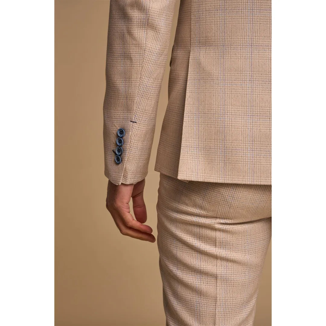 Caridi - Traje de hombre de dos piezas, color beige y doble botonadura.