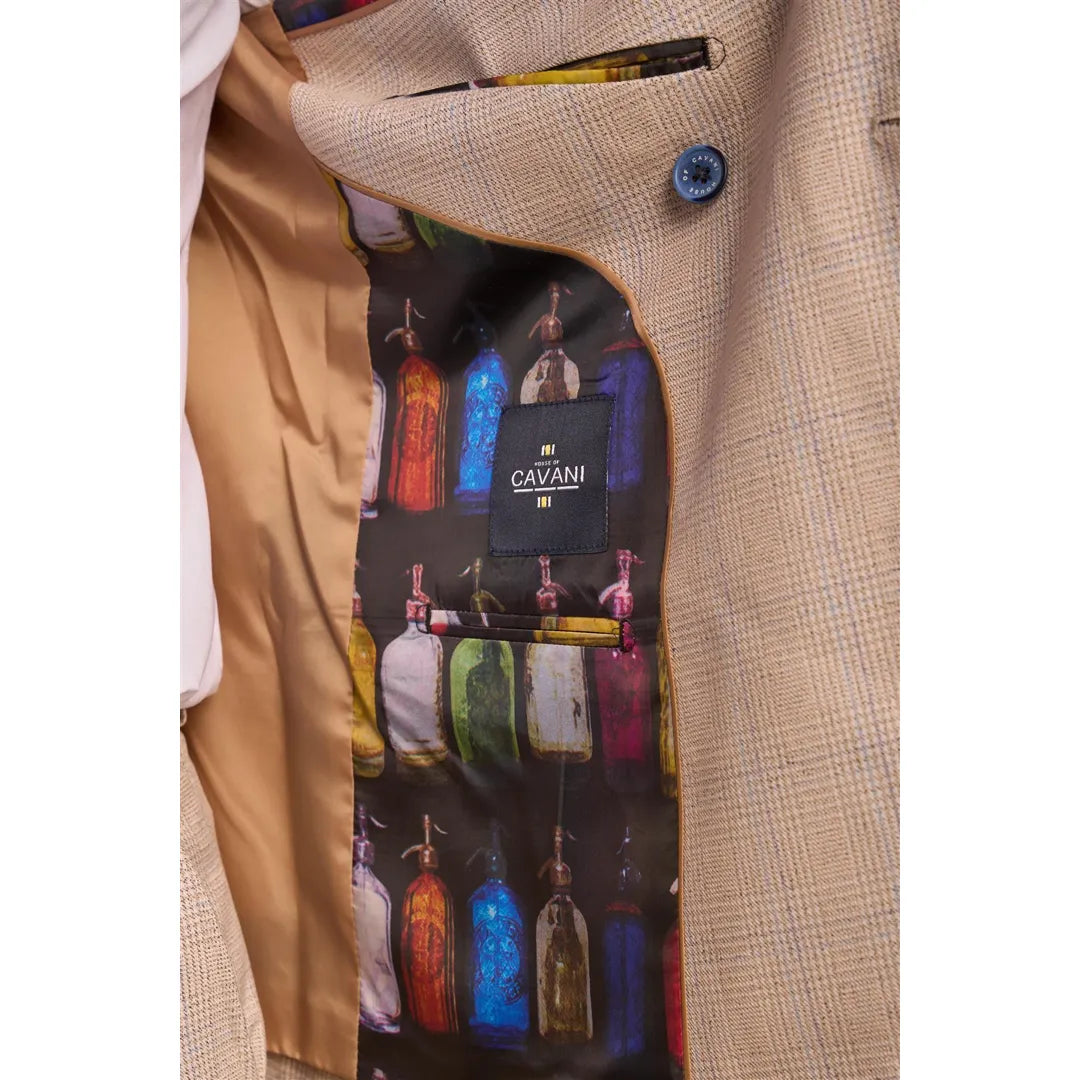 Caridi - Traje de hombre de dos piezas, color beige y doble botonadura.