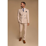 Caridi - Traje de hombre de dos piezas, color beige y doble botonadura.