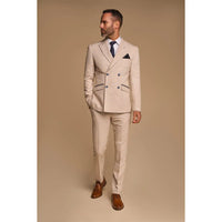 Caridi - Traje de hombre de dos piezas, color beige y doble botonadura.