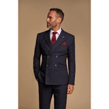 Caridi - Traje de hombre de dos piezas azul marino con doble botonadura