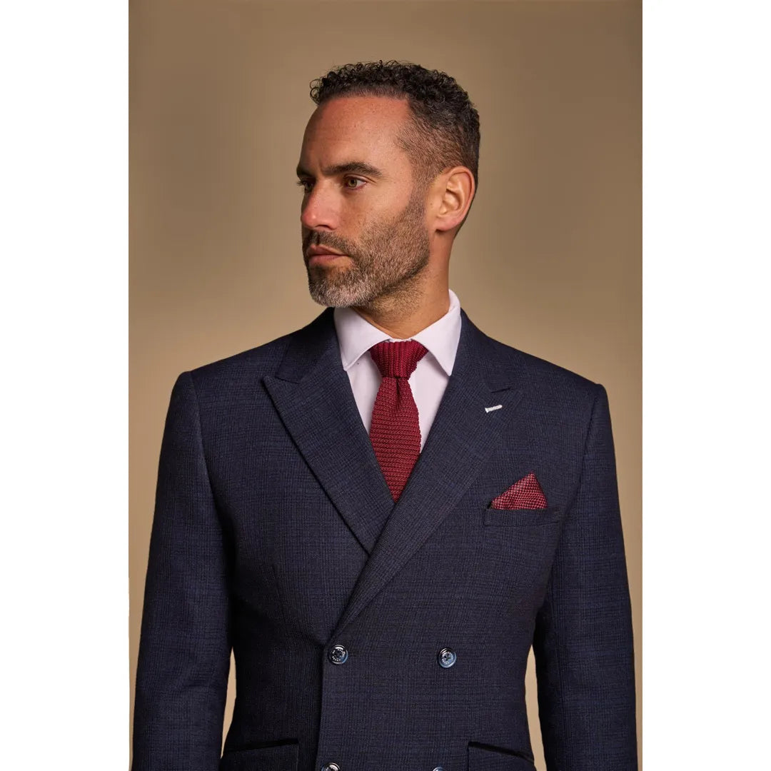 Caridi - Traje de hombre de dos piezas azul marino con doble botonadura